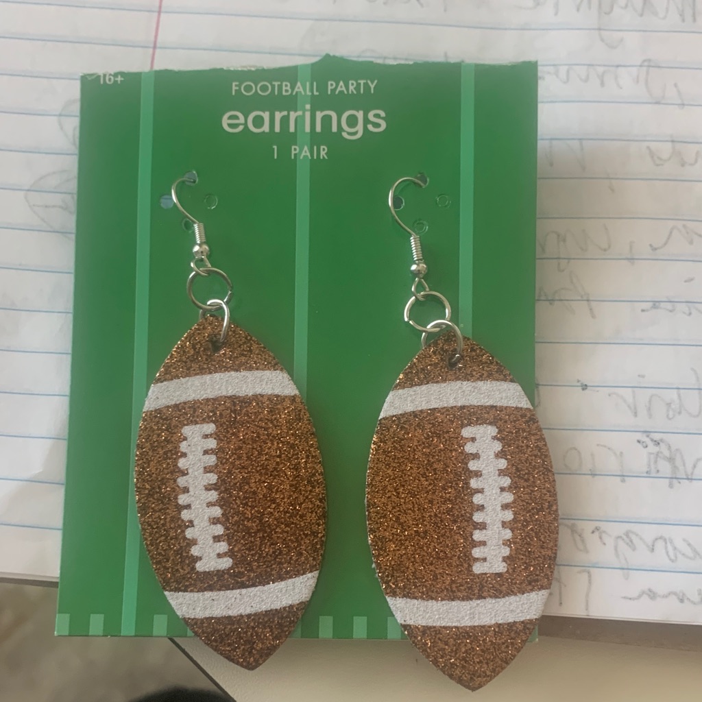Football Party Earrings Brand New Never Worn Still In Originsl Pkg